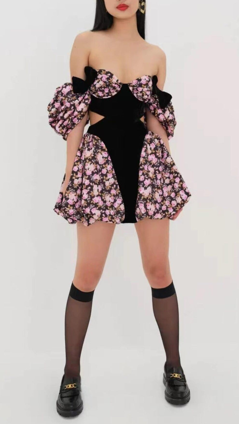 FLORAL OFF SHOULDER MINI DRESS