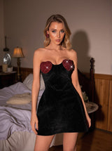 Samdi Heart Crystal Velvet Dress