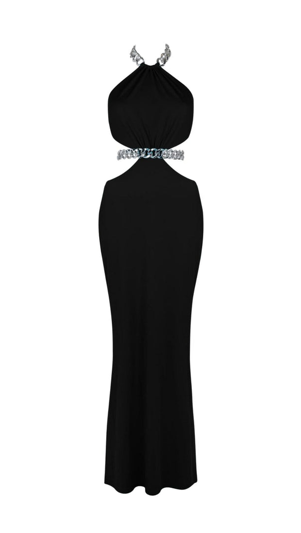 AIIZIE CHAIN CUTOUT MAXI DRESS IN BLACK - product image