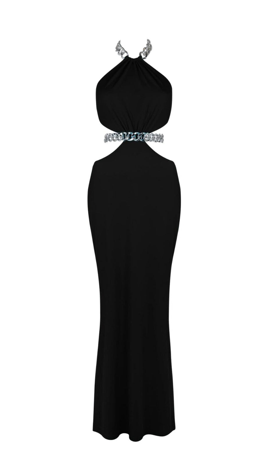 CHAIN CUTOUT MAXI DRESS IN BLACK