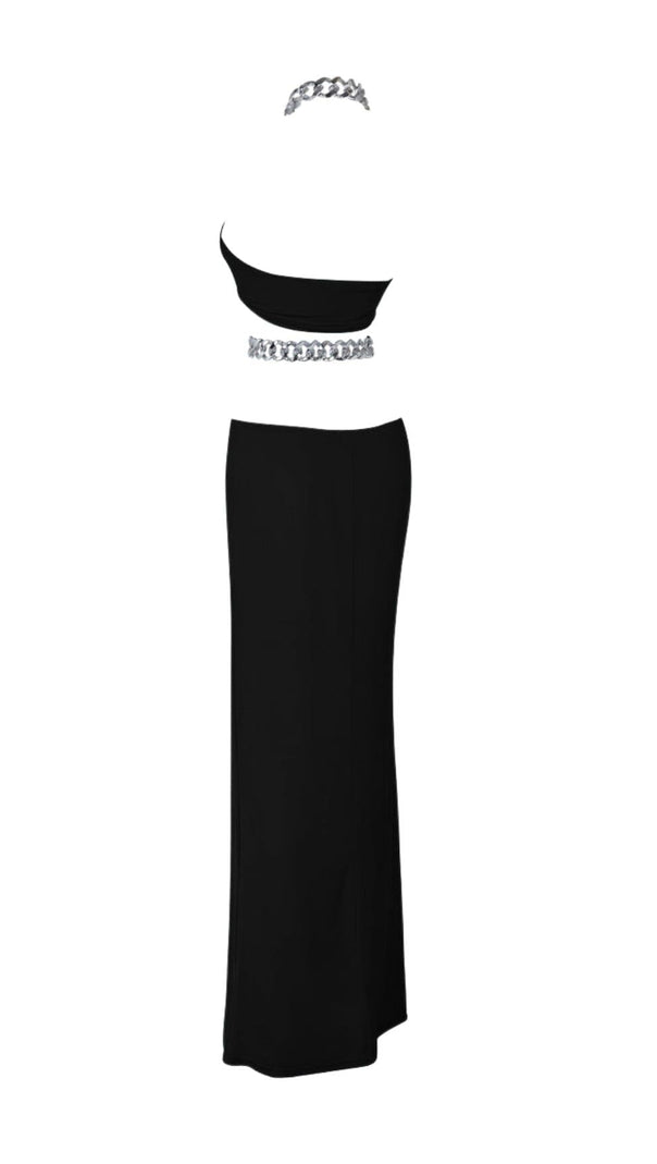 AIIZIE CHAIN CUTOUT MAXI DRESS IN BLACK - product image