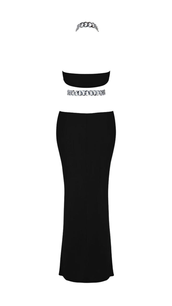 AIIZIE CHAIN CUTOUT MAXI DRESS IN BLACK - product image