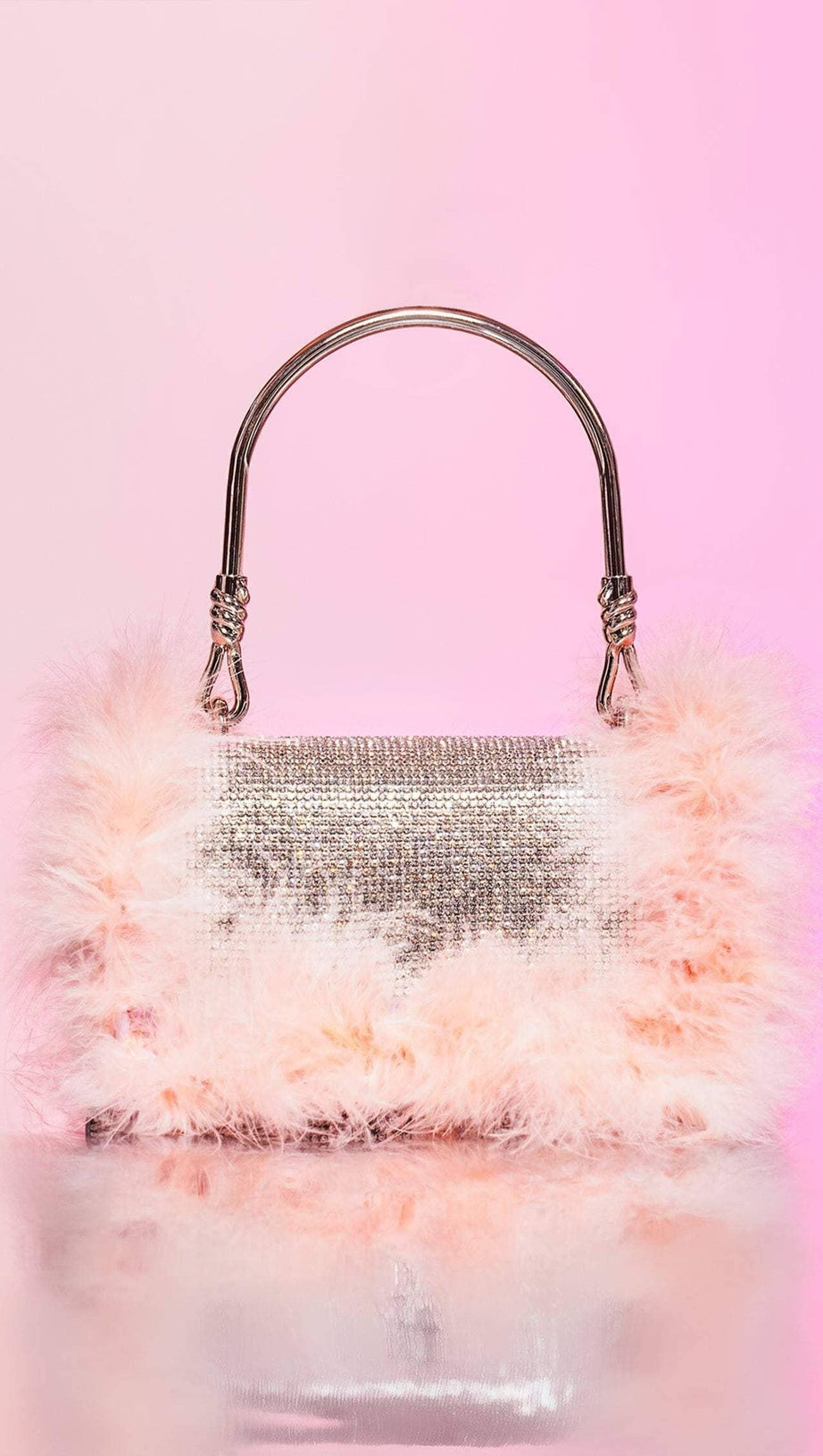 KERIN FEATHER POUCH - PINK