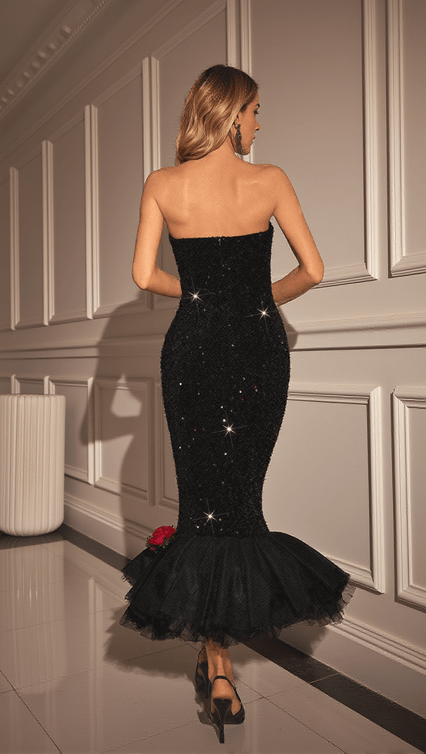 AIIZIE BRANSON STRAPLESS MERMAID SEQUIN DRESS - product image