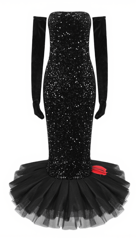 BRANSON STRAPLESS MERMAID SEQUIN DRESS