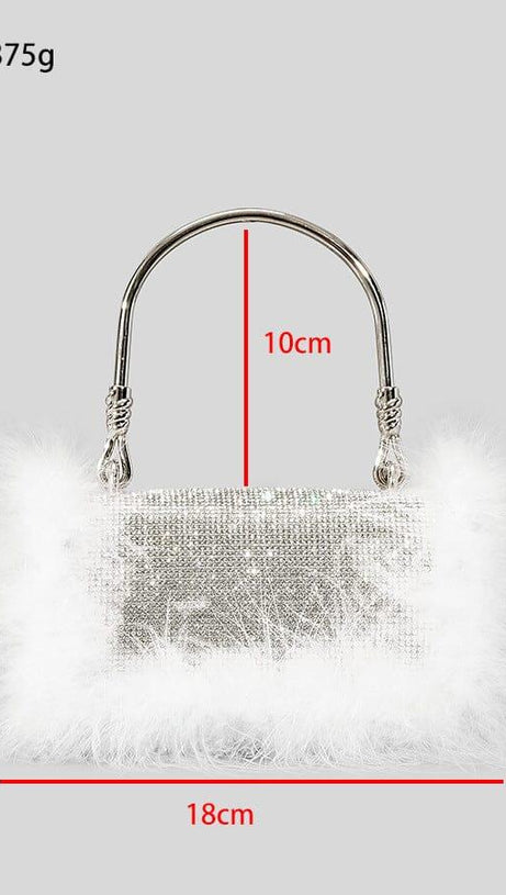 KERIN FEATHER POUCH - WHITE