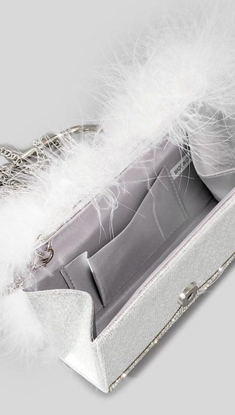 KERIN FEATHER POUCH - WHITE