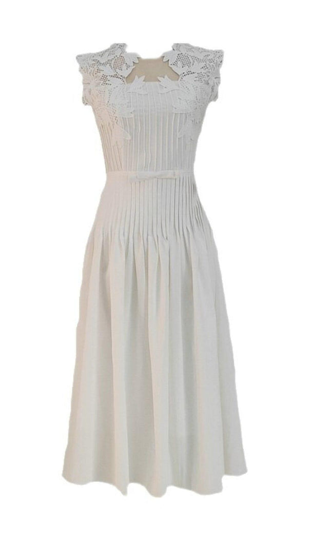 Maxikleid mit Blumenstickerei in Weiß