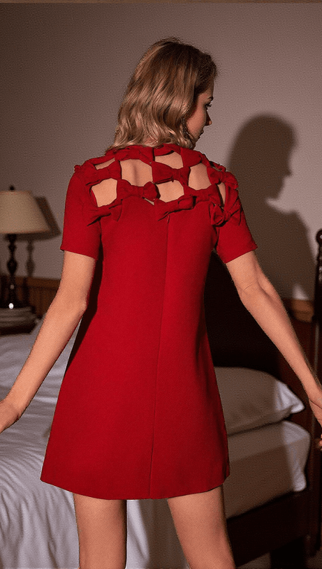 SUNNI BOW HOLLOW MINI DRESS