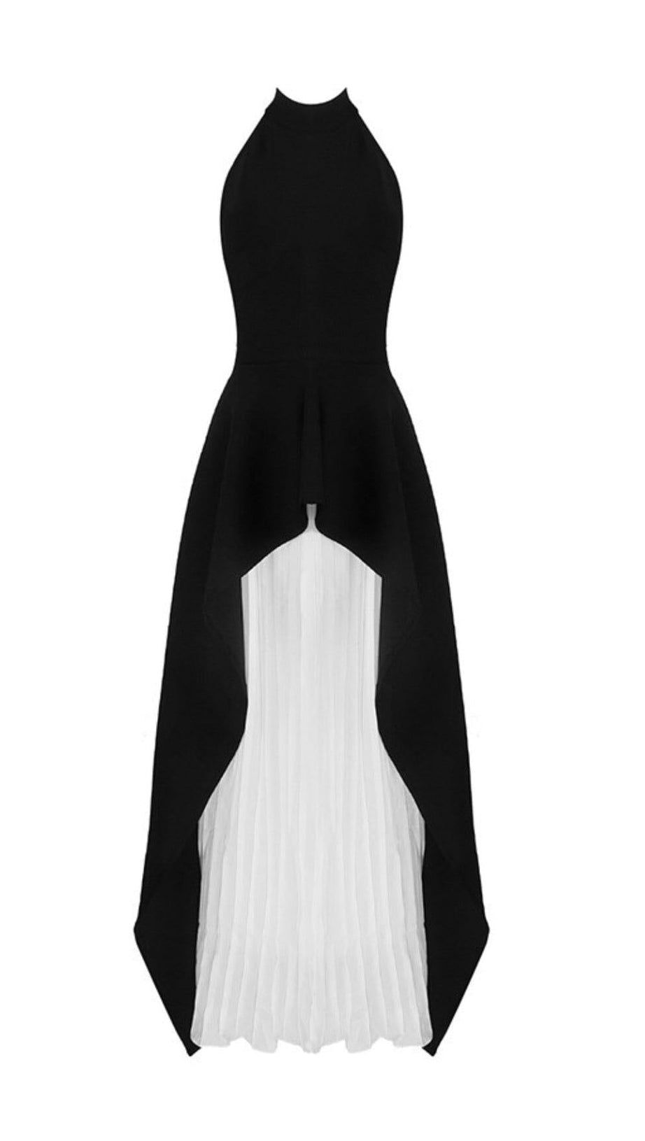 BANDAGE HALTER IRREGULAR MAXI DRESS IN BLACK AND WHITE