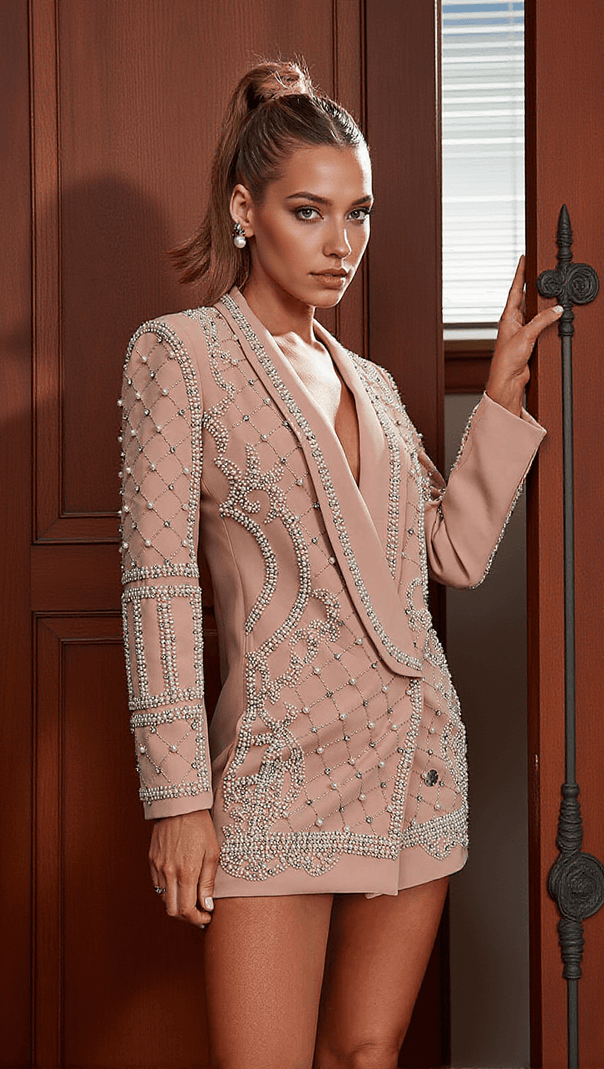 AIIZIE MINAHIL PEARL EMBELLISHED BLAZER - product image