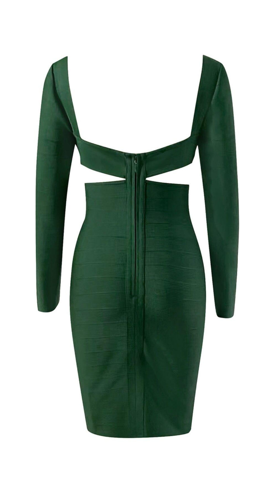 BANDAGE LONG SLEEVE MINI DRESS IN GREEN