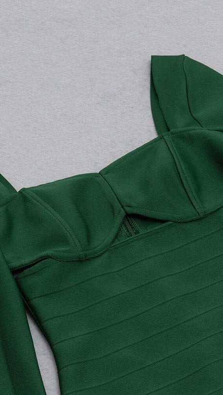BANDAGE LONG SLEEVE MINI DRESS IN GREEN