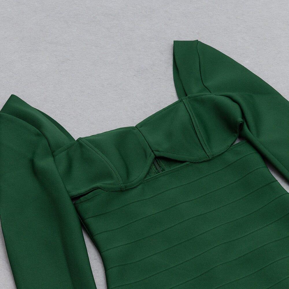 AIIZIE BANDAGE LONG SLEEVE MINI DRESS IN GREEN - product image