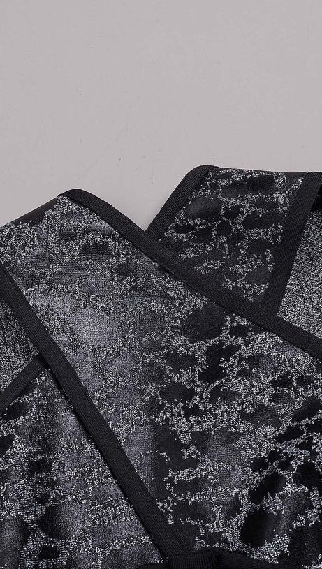 LEOPARD PRINT CRISS CROSS TIGHT BELT SPLIT LONG BANDAGE DRESS