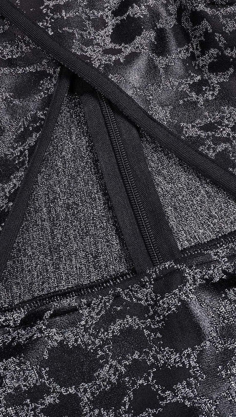 LEOPARD PRINT CRISS CROSS TIGHT BELT SPLIT LONG BANDAGE DRESS