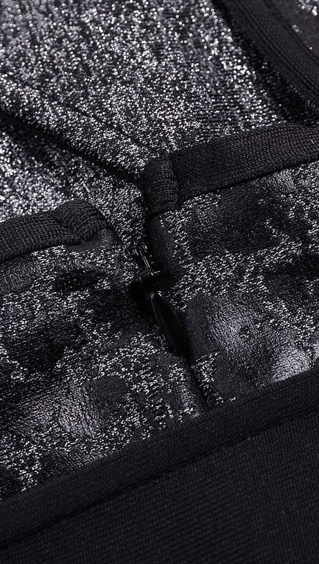 LEOPARD PRINT CRISS CROSS TIGHT BELT SPLIT LONG BANDAGE DRESS