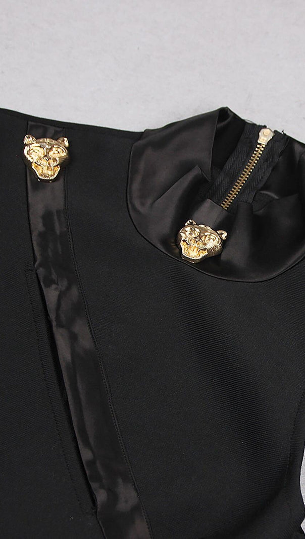 AIIZIE PANTHER HEAD CUT OUT ASYMMETRIC BANDAGE MINI DRESS - product image