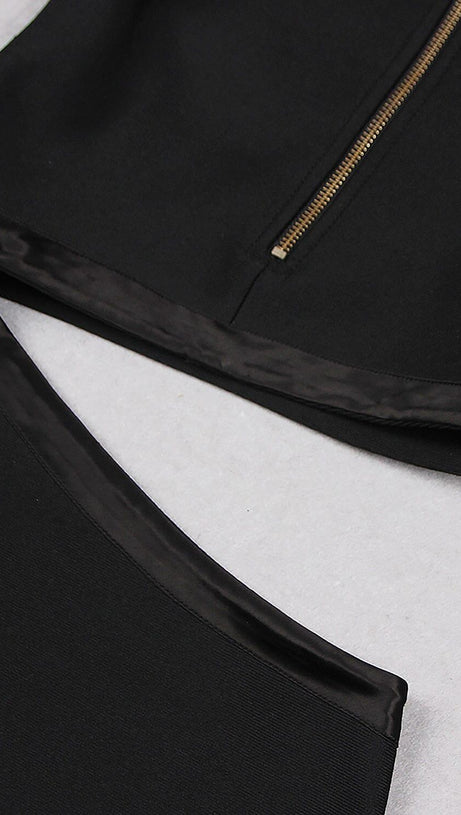 PANTHER HEAD CUT OUT ASYMMETRIC BANDAGE MINI DRESS