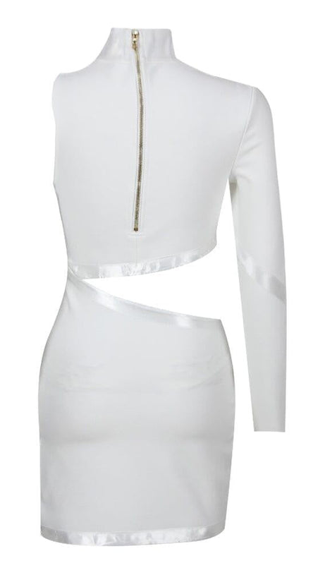 PANTHER HEAD CUT OUT ASYMMETRIC BANDAGE MINI DRESS