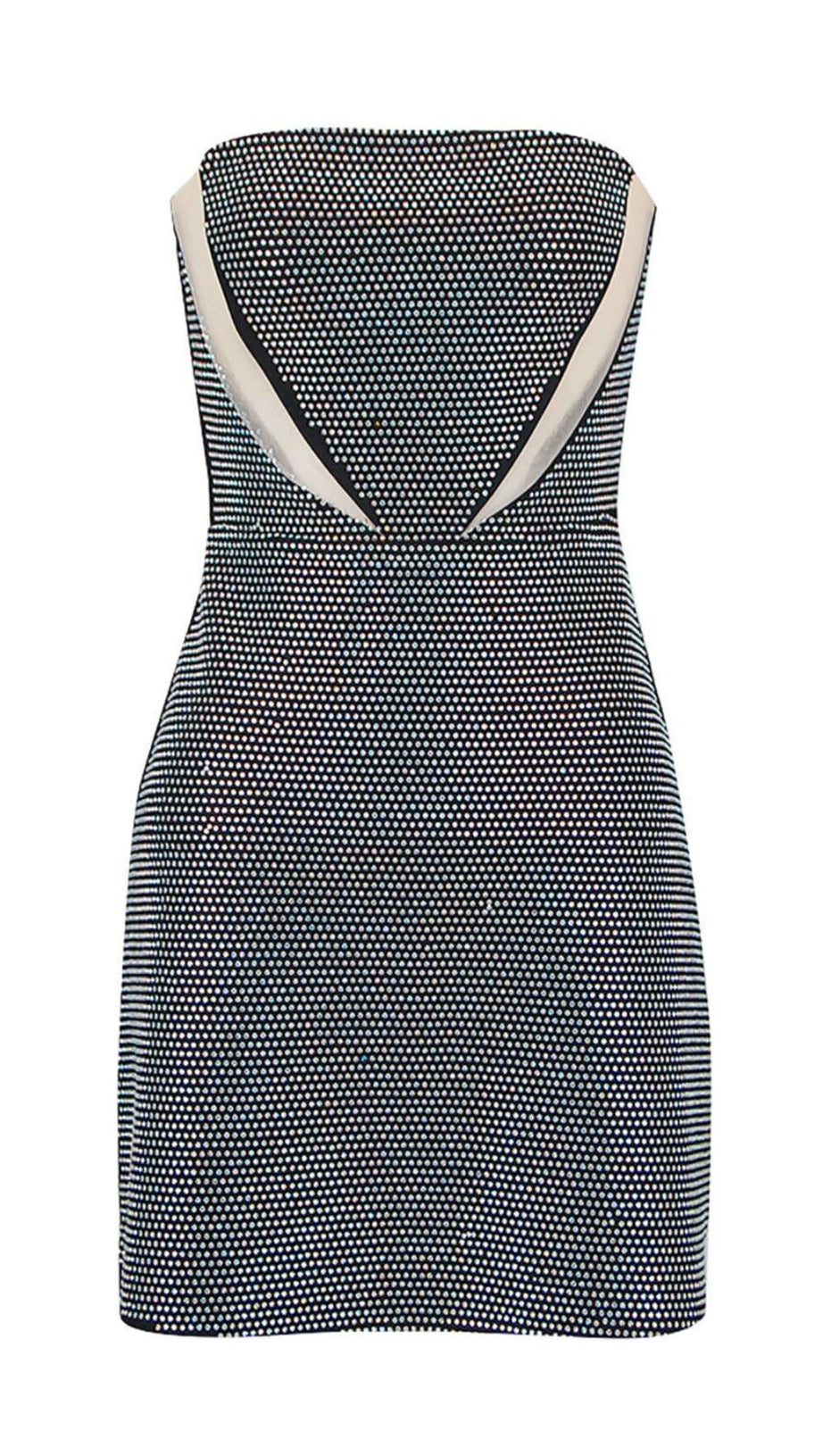 BANDEAU MESH BEADED MINI DRESS