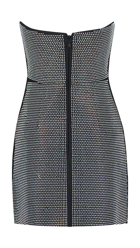 BANDEAU MESH BEADED MINI DRESS