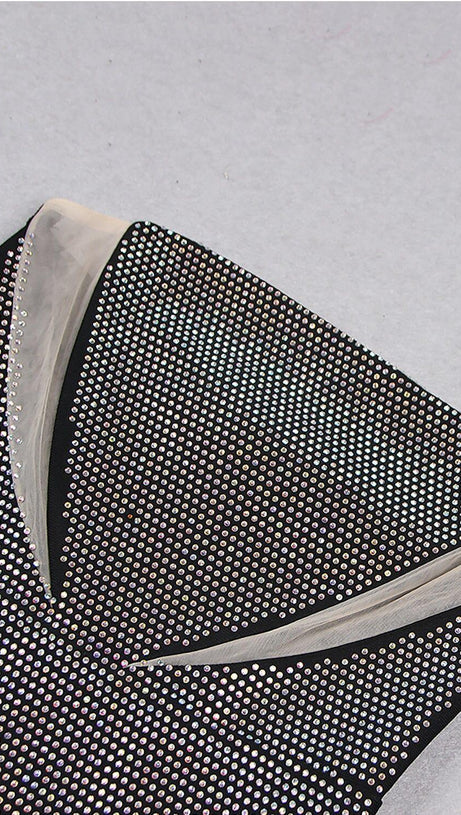 BANDEAU MESH BEADED MINI DRESS