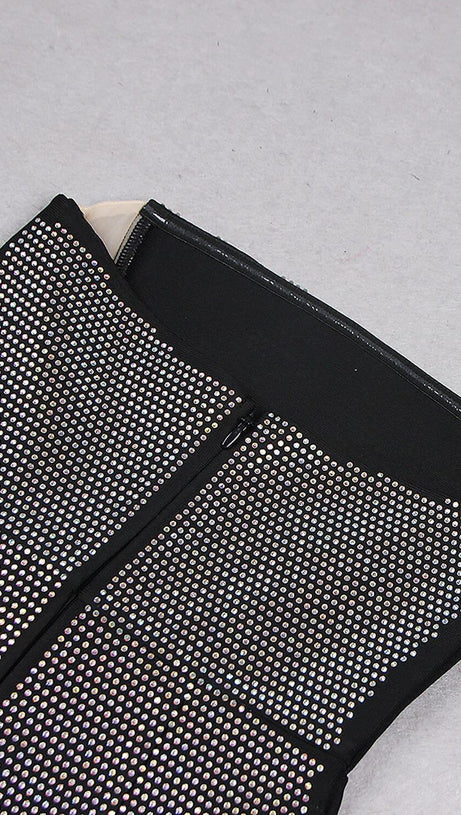 BANDEAU MESH BEADED MINI DRESS