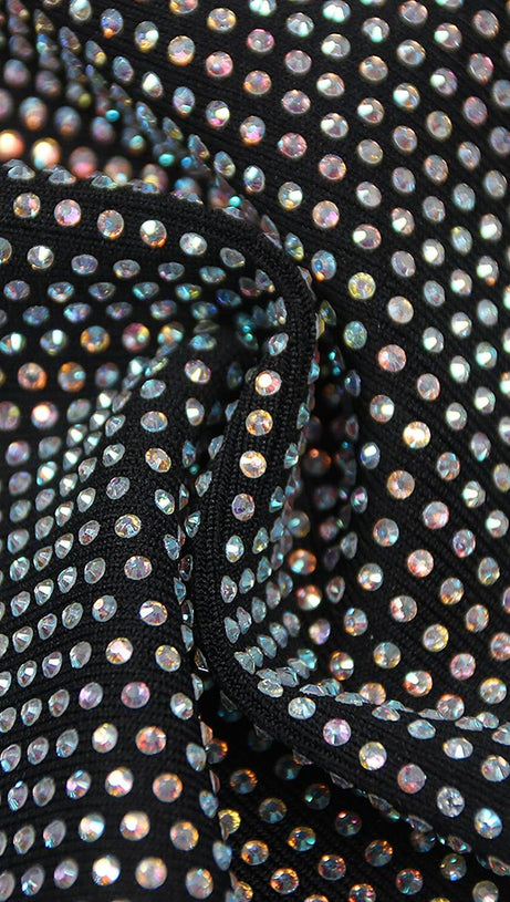 BANDEAU MESH BEADED MINI DRESS