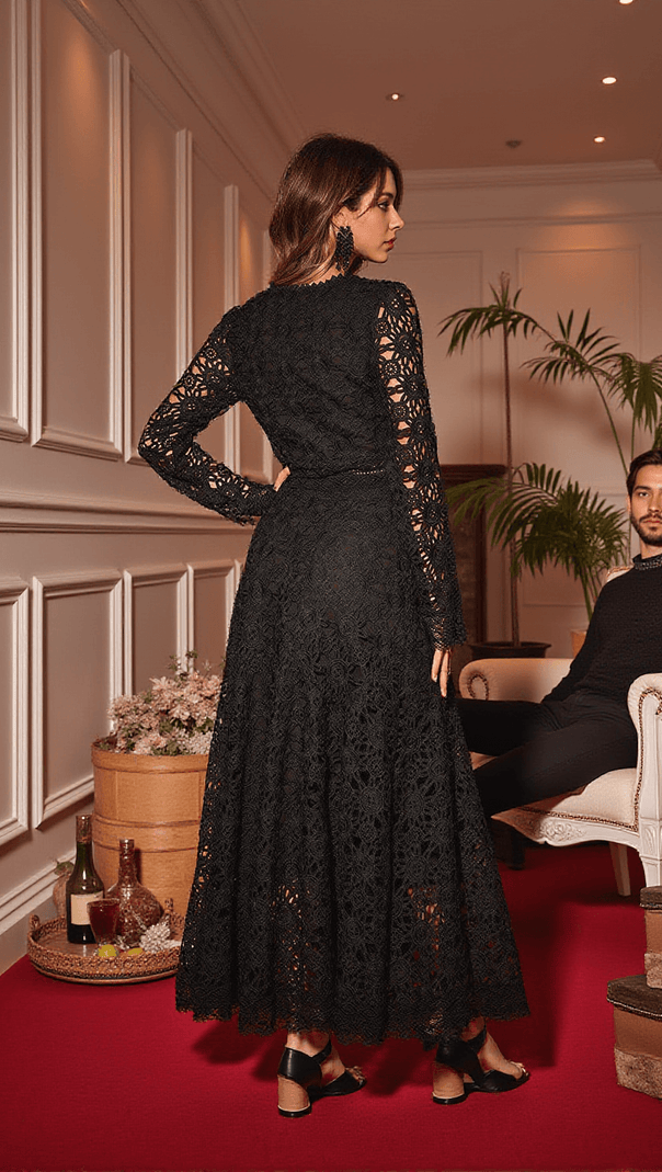 AIIZIE MARC FLORAL HOLLOW LACE SKIRT SET - product image