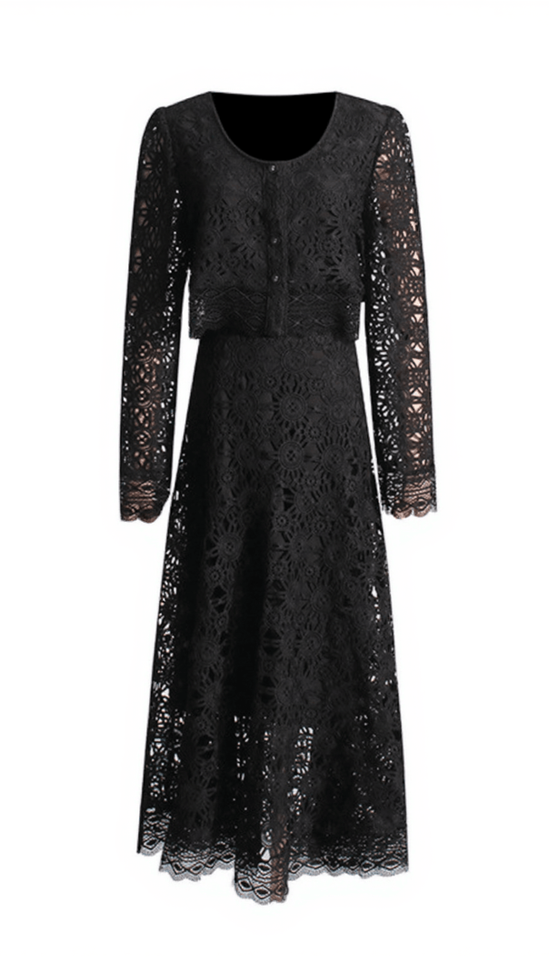 AIIZIE MARC FLORAL HOLLOW LACE SKIRT SET - product image