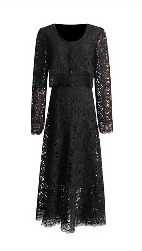 MARC FLORAL HOLLOW LACE SKIRT SET