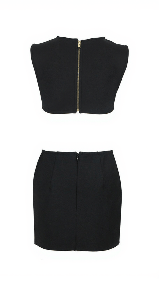 AIIZIE ADRIEN FLORAL CRYSTAL CROP BANDAGE SKIRT SET - product image