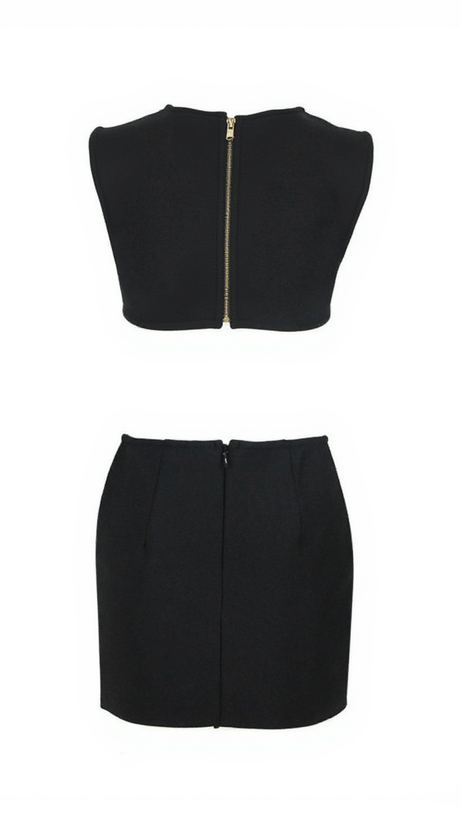 ADRIEN FLORAL CRYSTAL CROP BANDAGE SKIRT SET