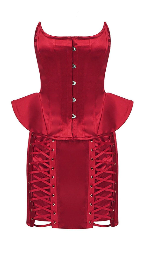 AIIZIE STEAMPUNK STEEL BONED SHAPER CORSET LACE UP SKIRTS TWO PIECE - product image