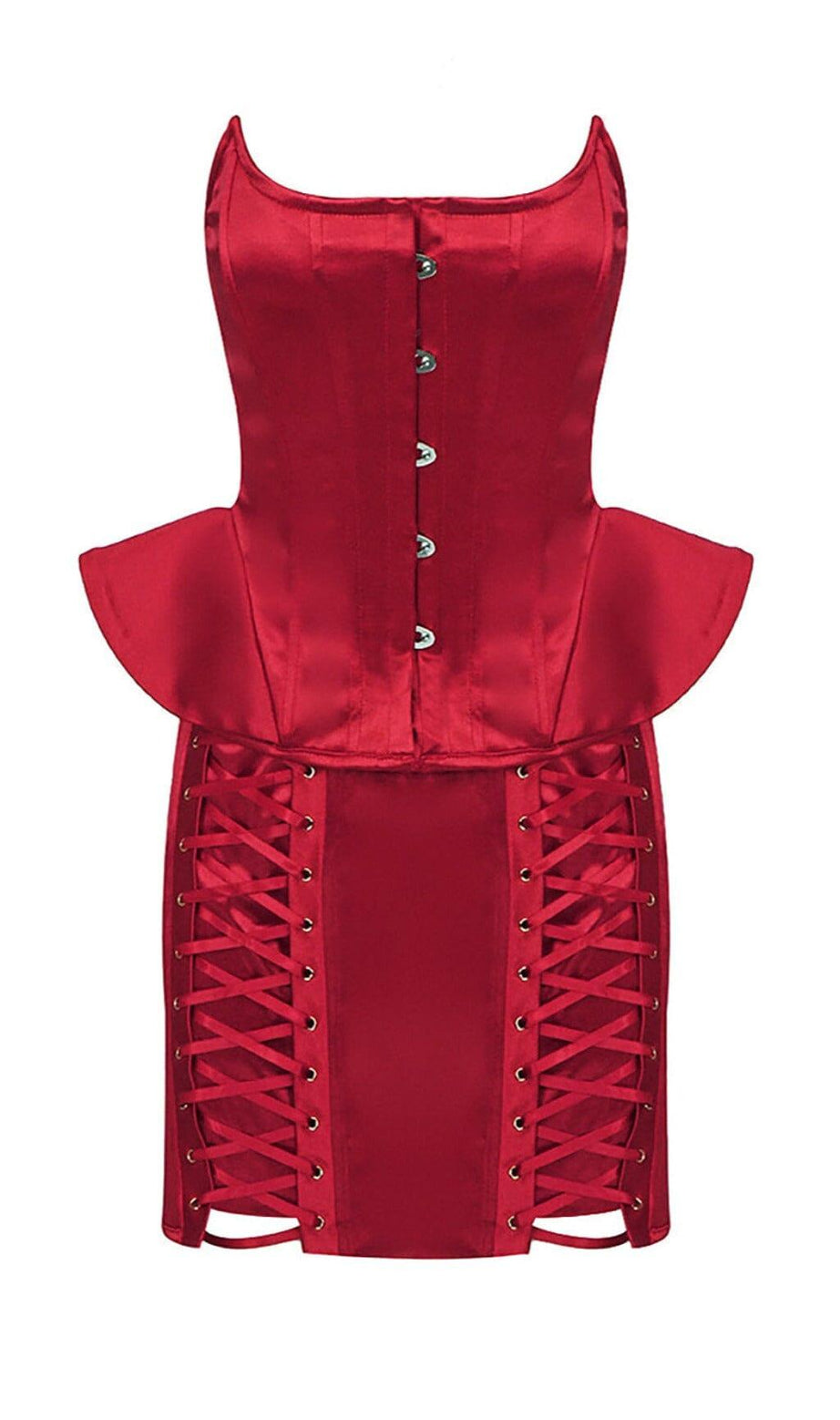 CORSETTO MODELLANTE STEAMPUNK CON STECCHE IN ACCIAIO, GONNE CON LACCI, DUE PEZZI