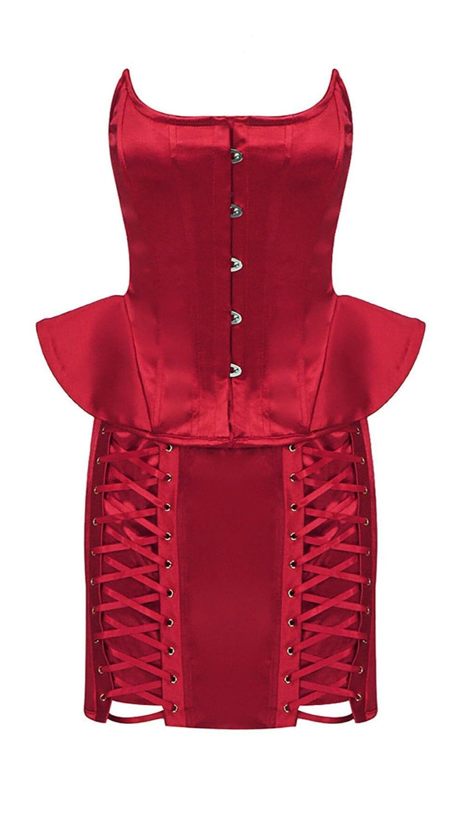 STEAMPUNK STEEL BONED SHAPER CORSET LACE UP SKIRTS TWO PIECE