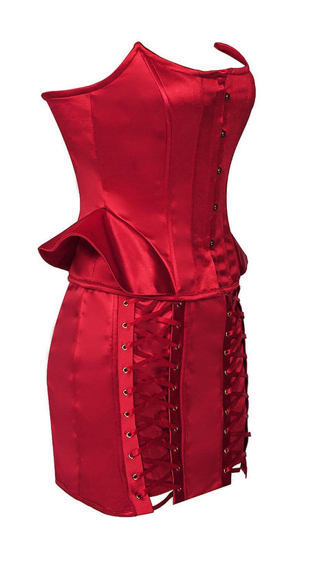 STEAMPUNK STEEL BONED SHAPER CORSET LACE UP SKIRTS TWO PIECE