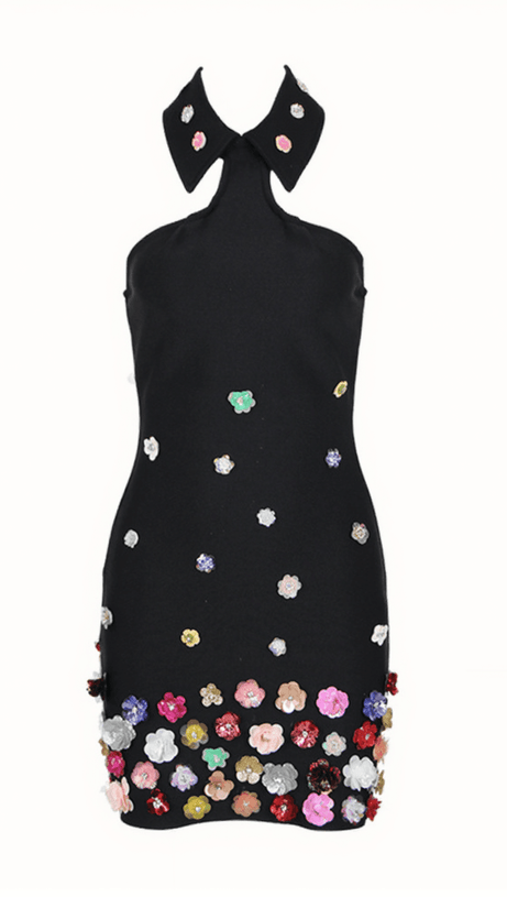 MAKARI FLOWER COLLAR BANDAGE DRESS