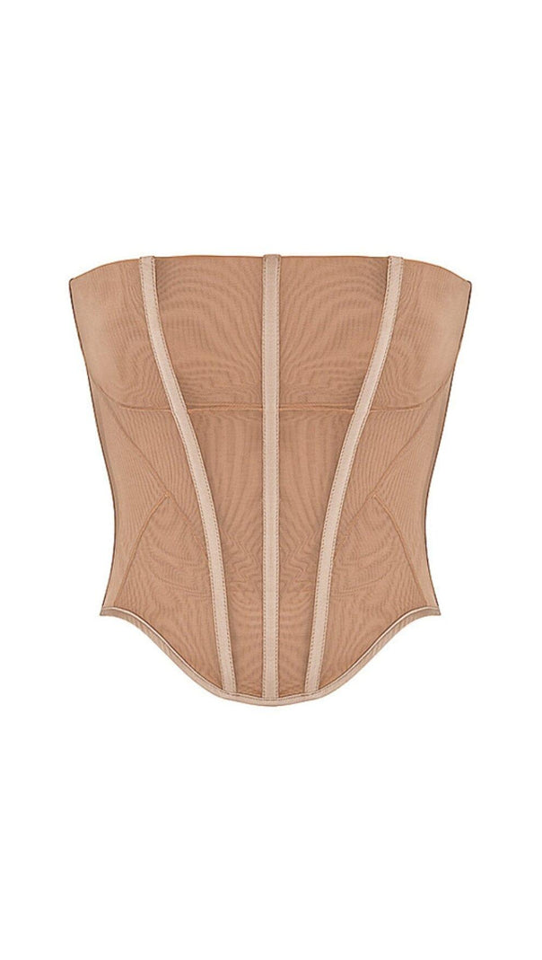 AIIZIE BEIGE MESH STRAPLESS CORSET - product image