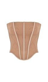 BEIGE MESH STRAPLESS CORSET