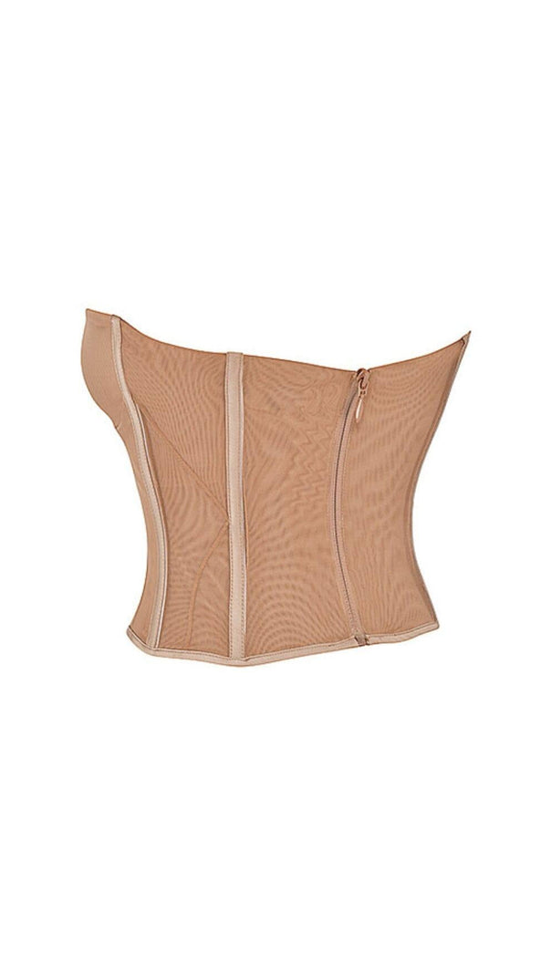 AIIZIE BEIGE MESH STRAPLESS CORSET - product image