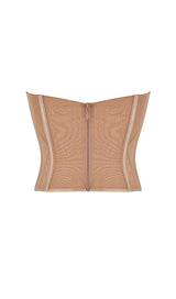 BEIGE MESH STRAPLESS CORSET