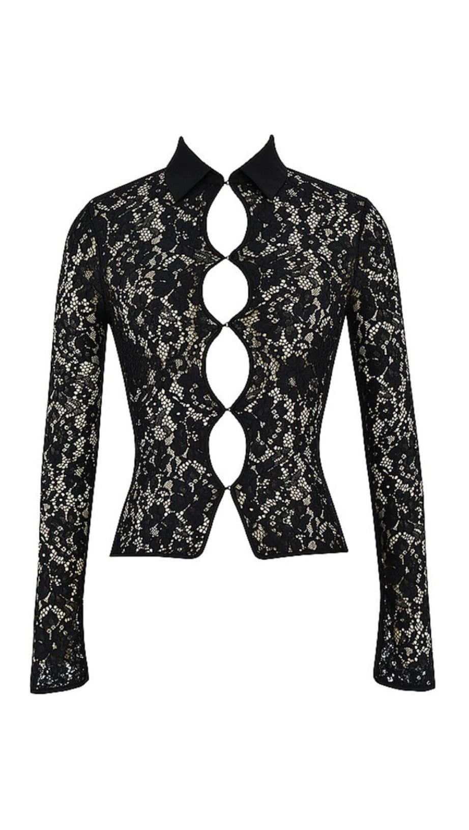 BLACK LACE CUT OUT SHIRT
