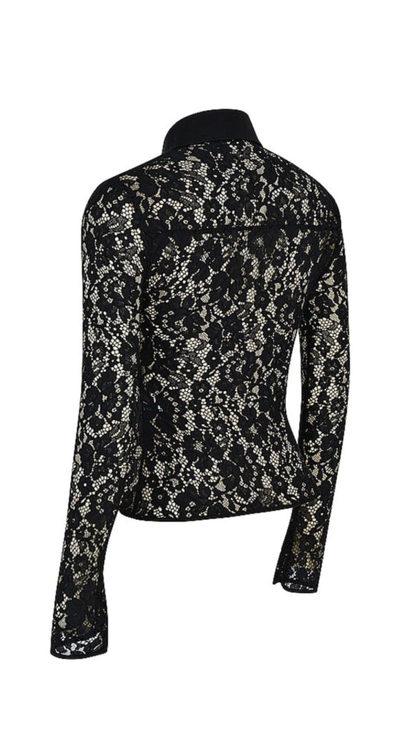 AIIZIE BLACK LACE CUT OUT SHIRT - product image