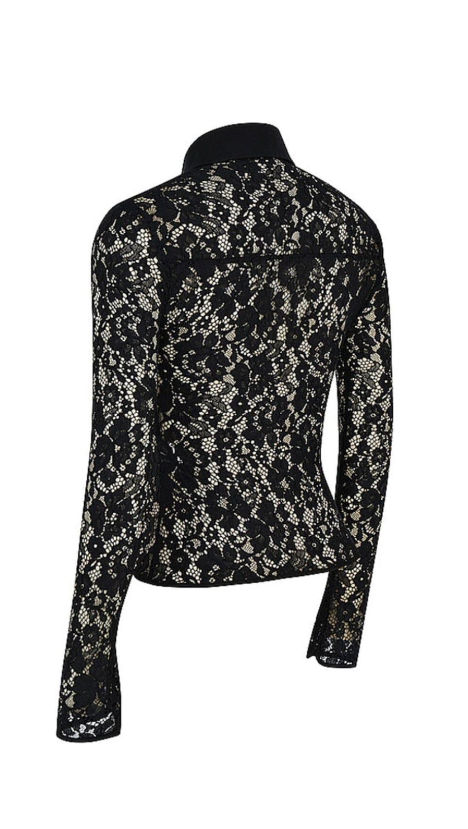 BLACK LACE CUT OUT SHIRT