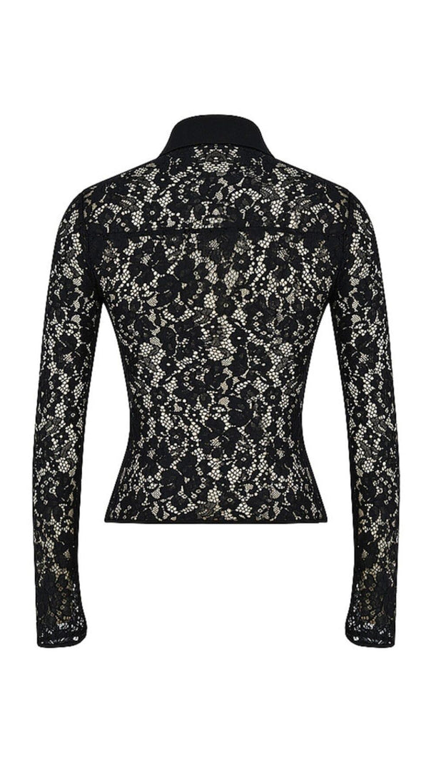 AIIZIE BLACK LACE CUT OUT SHIRT - product image