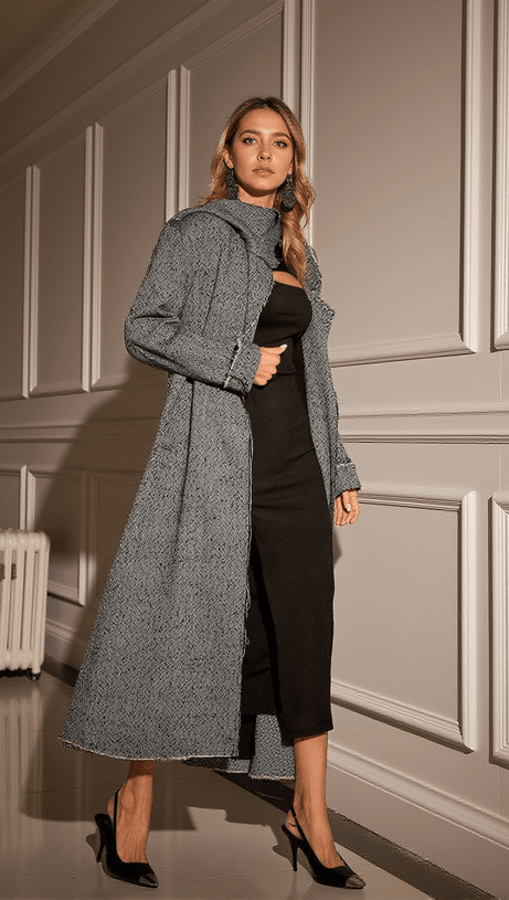 MIKAEL COLLAR HOUNDSTOOTH COAT