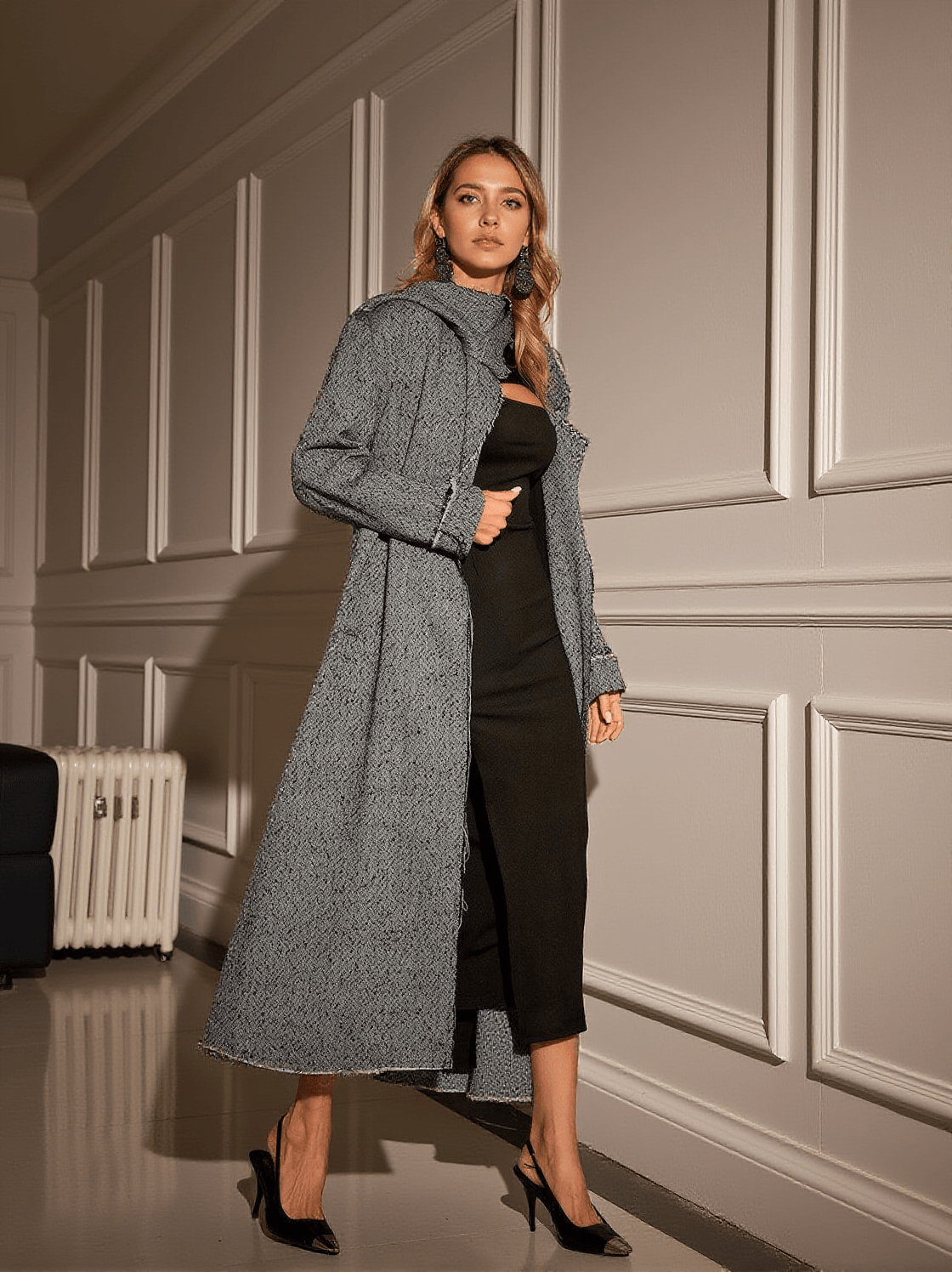 MIKAEL COLLAR HOUNDSTOOTH COAT