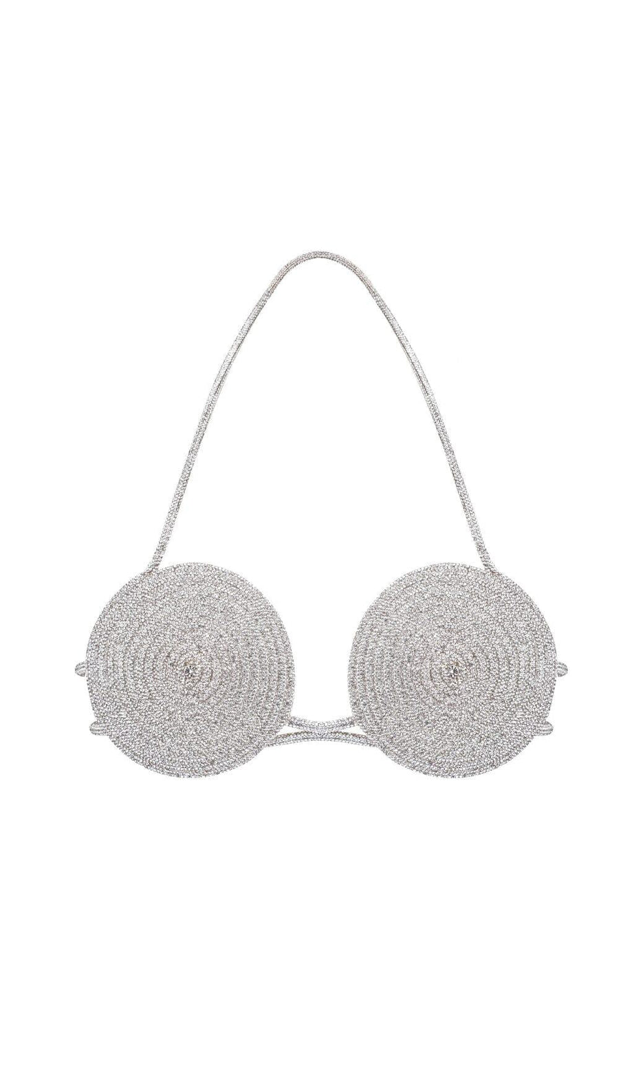 REGGISENO IN SETA CON STRASS ARGENTO